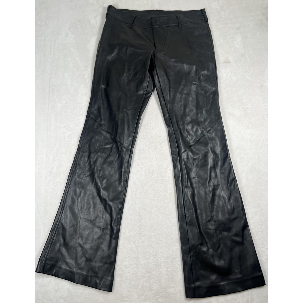 Free People Pants Womens 0 Black Leather Bootcut Flare Zip Fly Belted High Rise
